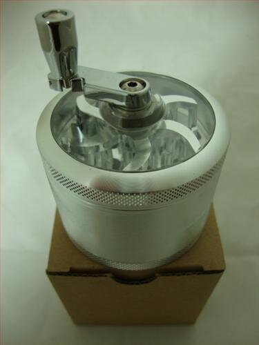 Grinder Kurbel Metall 4-teilig 6cm Silber&für Kräuter