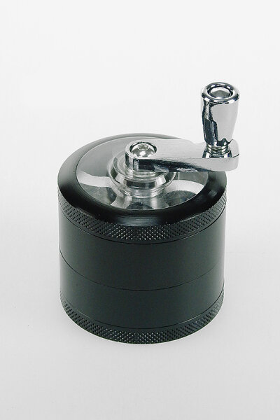 Hammercraft Grinder-Mühle Schwarz Aluminium Ø6cm,4tlg&Kräuter