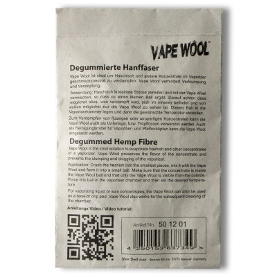 VAPE WOOL 1,5g Hanffasern, zum Verdampfen von Konzentraten & Ölen