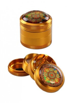 Black Leaf Mandala Grinder Orange 4-tlg. Sieb & Schaber