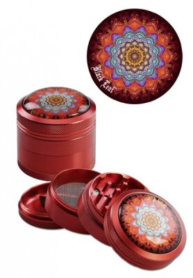 Black Leaf Mandala Grinder Rot, 4-teilig