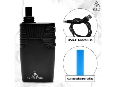 HIZEN Convectum, Vaporizer Konvektion USB-C, LED-Display, Endlos-Timer, 18650