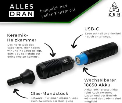HIZEN Stilus 3.0 Vaporizer LED Farben Kräuter USB-C